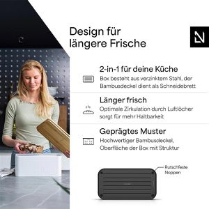 Produktbild für Brotkasten LARS-NYSØM Glaede Carbon Black, Stahl / Bambus