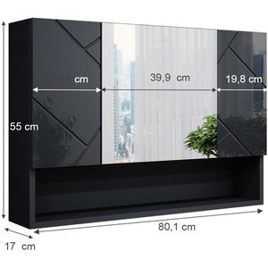 Produktbild für Spiegelschrank Vicco Irma, anthrazit hochglanz