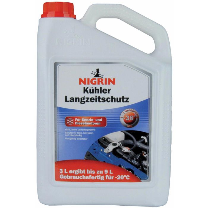 Nigrin Kühlerfrostschutz Langzeit, 73944, universell, blau, bis -38°C,  Konzentrat, 3 Liter – Böttcher AG