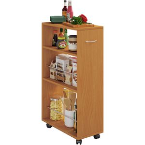 Nischenregal VCM Tusal, 916895, buche, mit Rollen