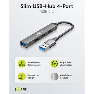 Produktbild für USB-Hub Goobay 74456, mit Metallgehäuse