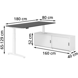 Produktbild für Schreibtisch Hammerbacher XBHM, 31057, graphit, mit Sideboard