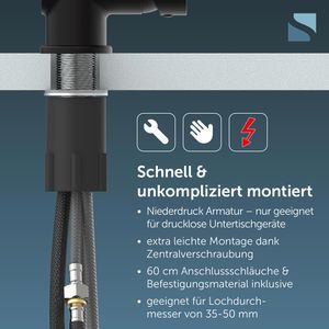Produktbild für Küchenarmatur Schütte London, schwarz matt