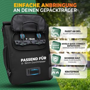 Produktbild für Gepäckträgertasche Mivelo Primus, schwarz, 20 Liter