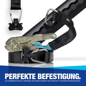 Produktbild für Spanngurt NTG Black, schwarz, mit Airline-Fitting &amp; Ratsche