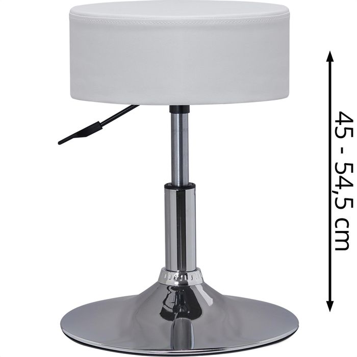 Duhome Drehhocker TYP 428S, DH0462, Kunstleder, mit Standfuß, weiß