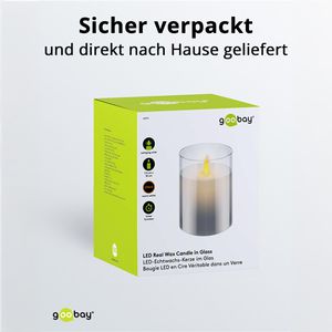 Produktbild für LED-Kerze Goobay 60370, Echtwachs im Glas, grau