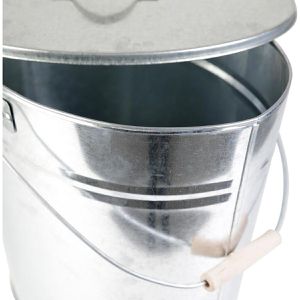 Produktbild für Ascheeimer Kamino-Flam 333258, silber, mit Holzgriff &amp; Deckel