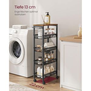 Produktbild für Nischenregal Songmics LRC035B01 schwarz mit Rollen