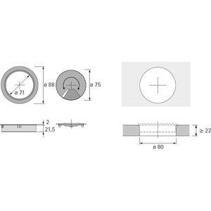 Produktbild für Kabeldurchlass Geramöbel Ø 80 mm