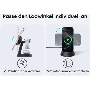 Produktbild für Ladestation Anker MagGo 3in1 Ständer Qi2, mit Magsafe, schwarz