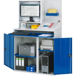 Produktbild für Computerschrank Rau Modell 67, lichtgrau / blau