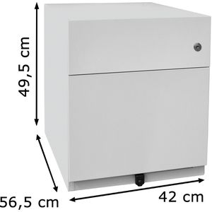 Produktbild für Rollcontainer Bisley Note, aus Metall, lichtgrau