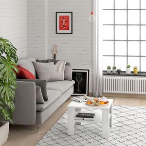 Produktbild für Couchtisch Vicco Homer, aus Holz, weiß