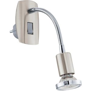 Steckdosenlampe Eglo Mini 4, silber, mit GU10-Fassung