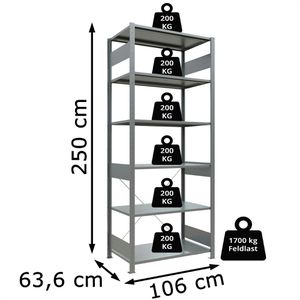 Produktbild für Schwerlastregal Schulte 12761, 6 Metallböden