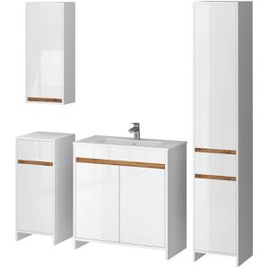 Badmöbel-Set Vicco Lemgo, weiß Hochglanz, 4-teilig