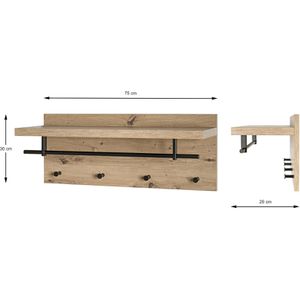 Produktbild für Wandgarderobe Haku-Möbel 37444 , Holz