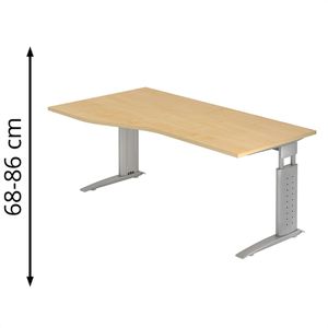 Produktbild für Schreibtisch Hammerbacher U-Serie, ahorn / silber