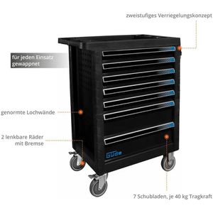 Produktbild für Werkzeugwagen Güde GW7 Black Line, 39132, bestückt