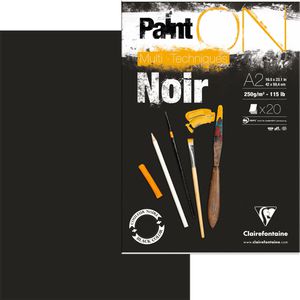 Clairefontaine Zeichenblock PaintON 975171C, A2, 250 g/m², geleimt, schwarz, 20 Blatt