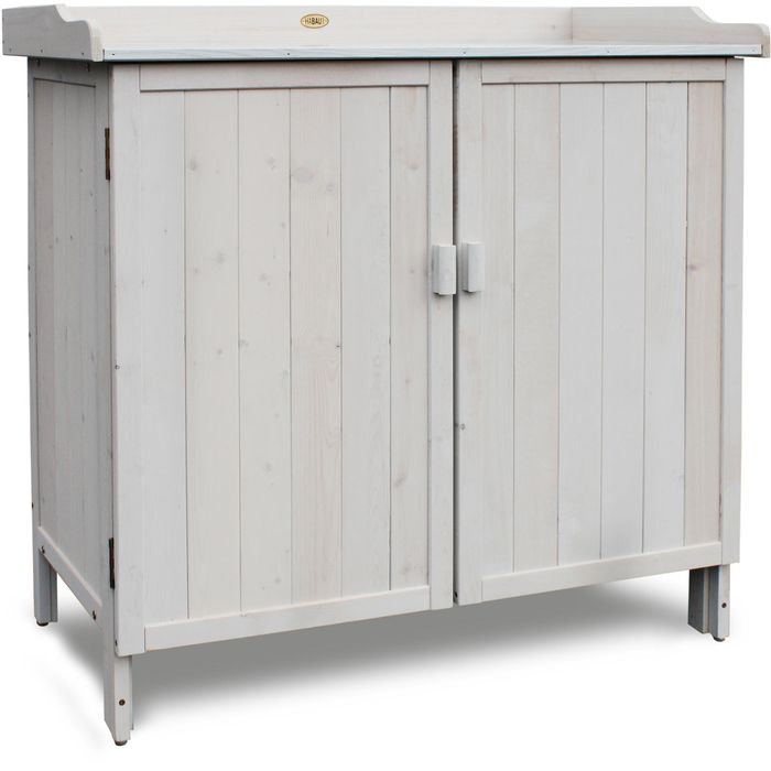 Tectake Pflanztisch Outdoor – 98x48x95 Cm, Mit Unterschrank & Verzinkter Arbeitsplatte, Aus Nadelholz, Wetterfest