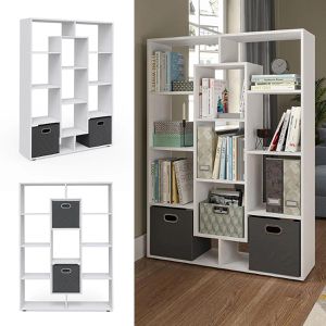Produktbild für Bücherregal Vicco 54302, weiß, mit 2 Faltboxen