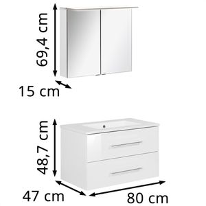 Produktbild für Waschtisch Fackelmann B.perfekt, mit Spiegelschrank, weiß