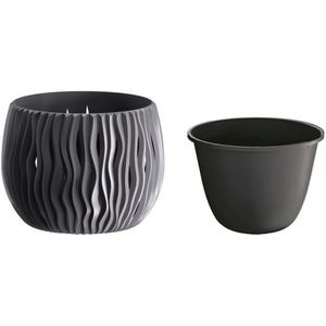 Produktbild für Übertopf Prosperplast Sandy Bowl, anthrazit, Ø 18 x 14 cm