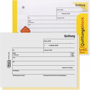 Produktbild für Quittungsblock Idena 10849, MwSt. separat