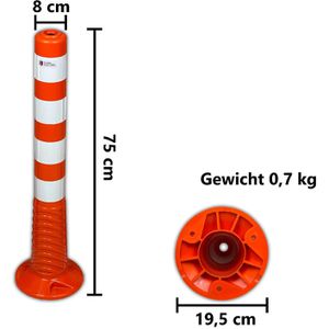 Produktbild für Absperrpfosten UvV Flex Ecoline 75, orange/weiß, Kunststoff