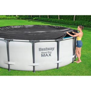 Produktbild für Poolabdeckung Bestway 58036, aus PVC, schwarz, mit Spannseil
