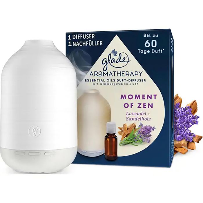 glade Diffuser Aromatherapy, Starterset, Moment of Zen, 17,4ml, Lavendel +  Sandelholz – Böttcher AG