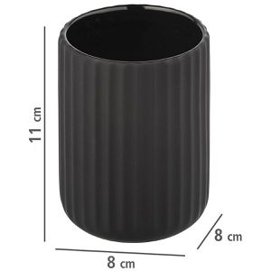 Produktbild für Zahnputzbecher Wenko Belluno, schwarz, aus Keramik