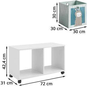 Produktbild für Bücherregal Vicco Luigi, weiß, mit 2 Faltboxen