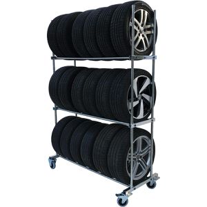 Reifenwagen Bertele Basic, aus Metall, silber, für 18 Reifen