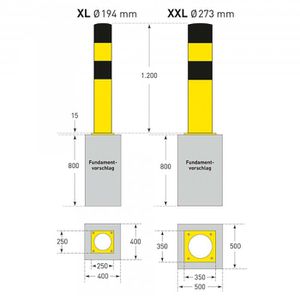 Produktbild für Rammschutzpoller Moravia Typ XXL, 19919146, für Außenbereich