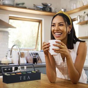 Produktbild für Teebox Relaxdays 10047499, für Teebeutel, schwarz, aus Bambus