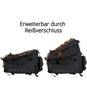 Produktbild für Gepäckträgertasche Basil Miles XL MIK2.0, schwarz-orange