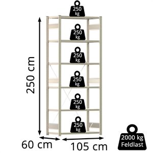 Produktbild für Schwerlastregal Regalwerk BERT, 6 Metallböden