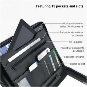 Produktbild für Schreibmappe DESQ 3680 Business Classy, schwarz, Kunstleder