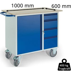 Produktbild für Werkstattwagen Rollcart 07-4361, Tragkraft 400 kg