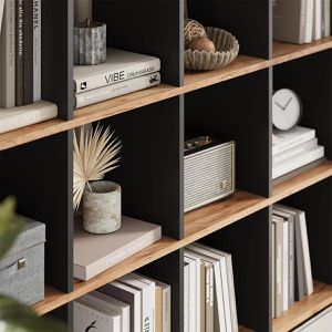 Produktbild für Bücherregal Vicco Karree, anthrazit / eiche