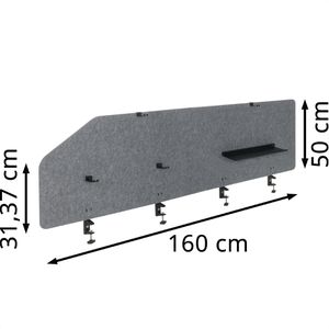Produktbild für Tischtrennwand hJh-OFFICE 891015, grau
