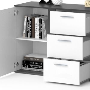Produktbild für Sideboard Vicco Novelli, aus Holz, weiß / anthrazit matt