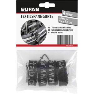 Produktbild für Spanngurt EUFAB 12027, schwarz, mit Klemmschloss