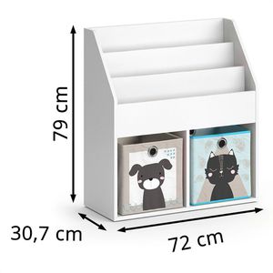 Produktbild für Bücherregal Vicco Luigi, weiß, mit 2 Faltboxen
