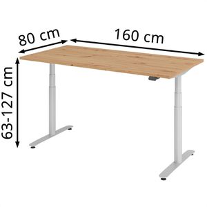 Produktbild für Schreibtisch Hammerbacher XDLR16, asteiche / silber