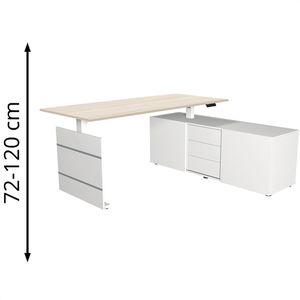 Schreibtisch Kerkmann Move 3, 3845, ahorn, mit Sideboard