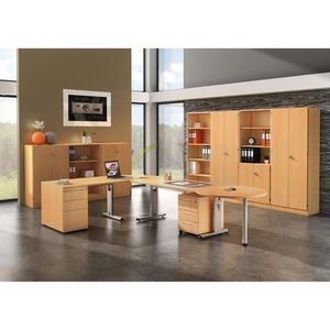 Produktbild für Schreibtisch Hammerbacher O-Serie, buche / silber